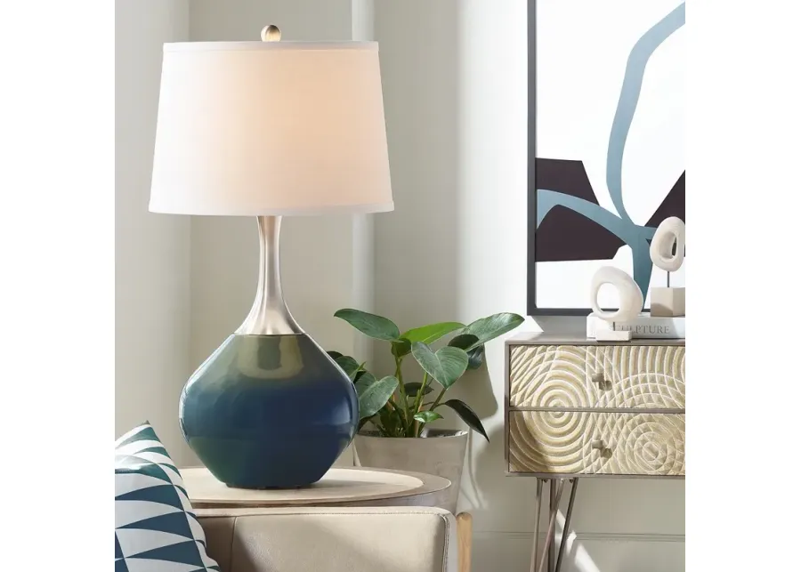 Color Plus Spencer 31" High Modern Naval Blue Table Lamp