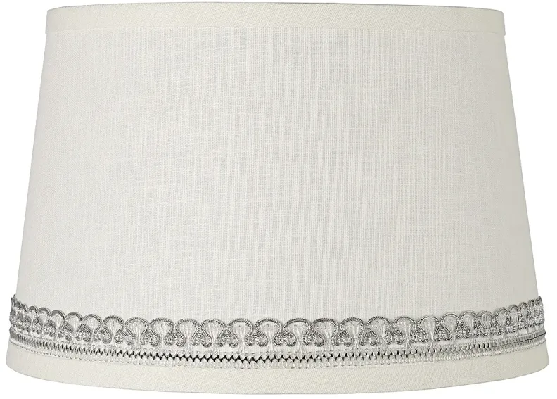 Linen Lamp Shade with Hand-Applied Silver Looped Trim 10x12x8 (Spider)