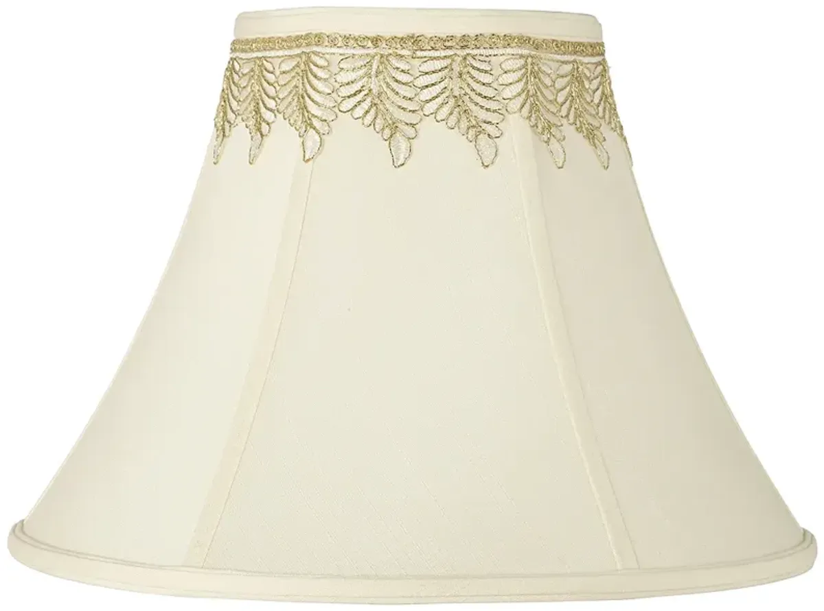 Creme Shade with Embroidered Leaf Trim 7x16x12 (Spider)