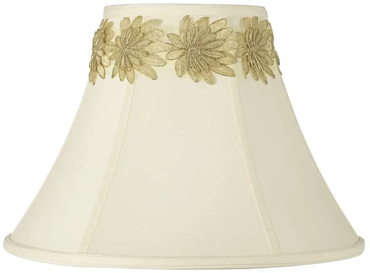 Springcrest Creme Shade with Gold Flower Trim 7x16x12 (Spider)