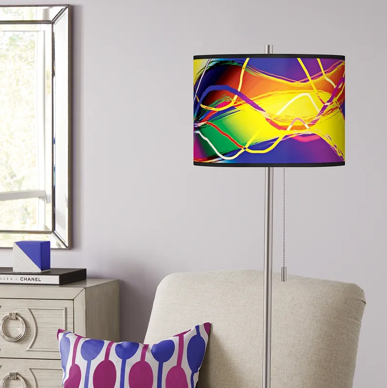 Colors In Motion Light Giclee Brushed Nickel Floor Lamp