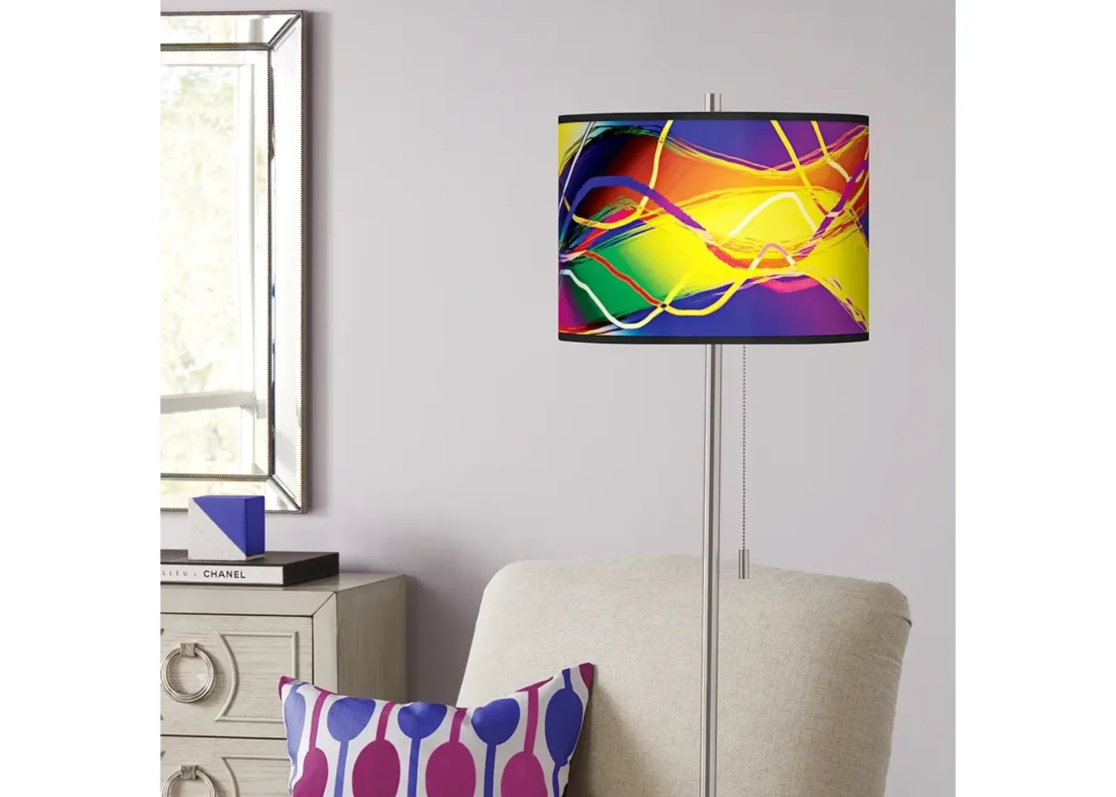 Colors In Motion Light Giclee Brushed Nickel Floor Lamp