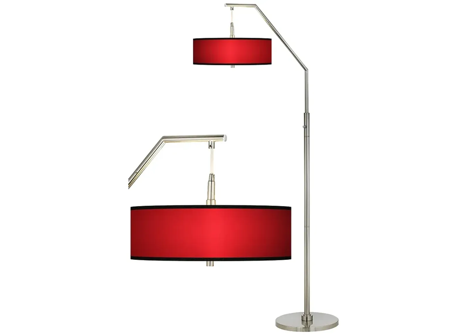 All Red Giclee Shade Arc Floor Lamp