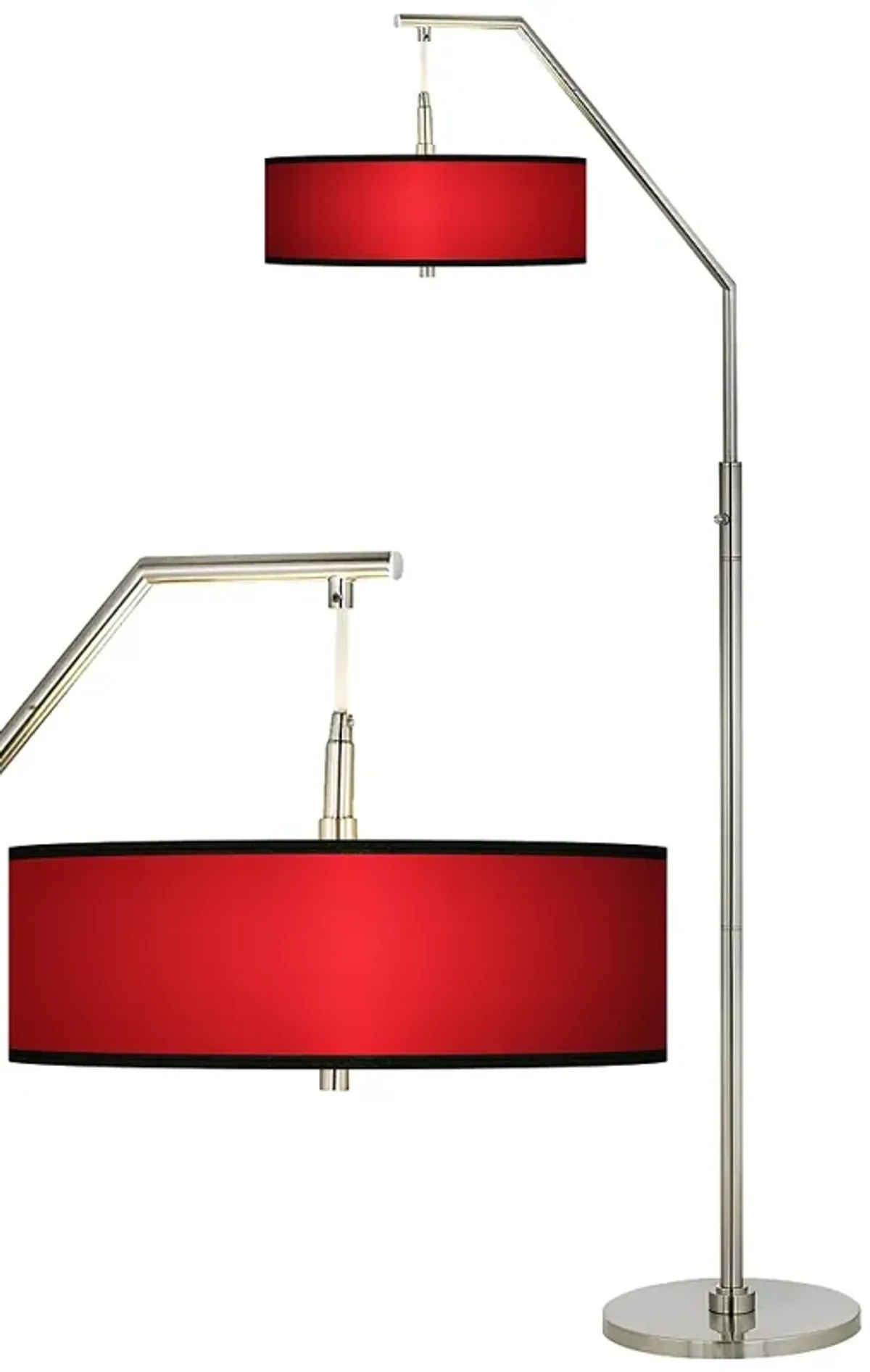 All Red Giclee Shade Arc Floor Lamp