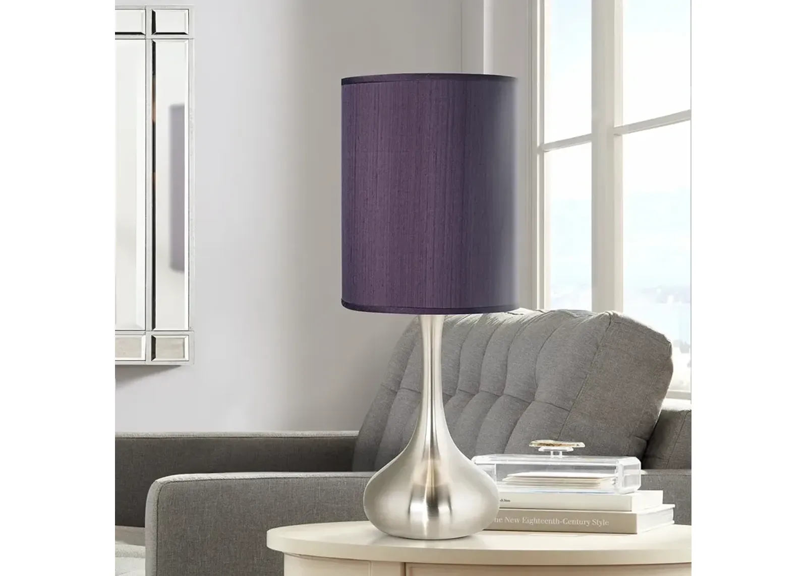 Possini Euro Droplet 23 1/2" Eggplant Purple Nickel Modern Table Lamp