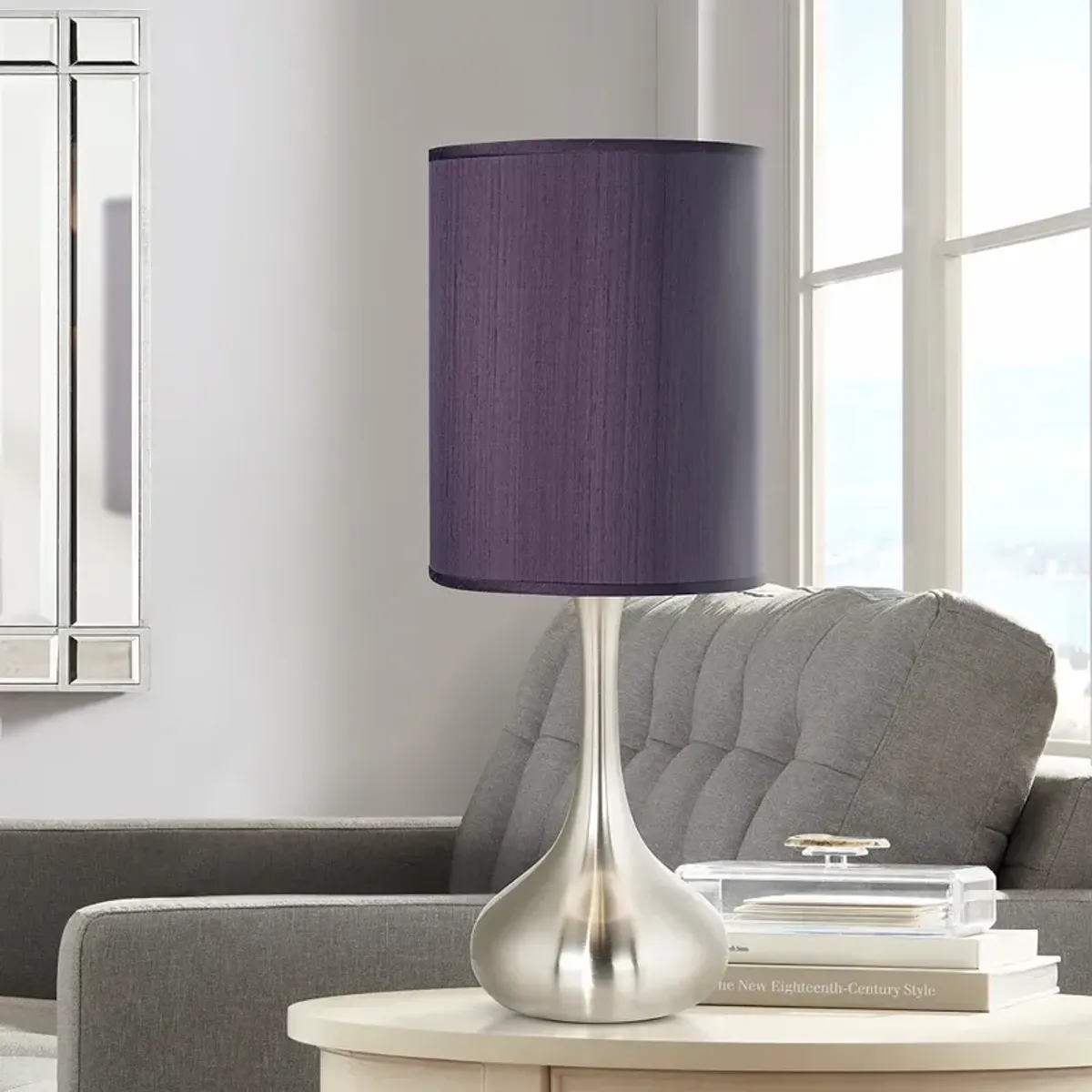 Possini Euro Droplet 23 1/2" Eggplant Purple Nickel Modern Table Lamp