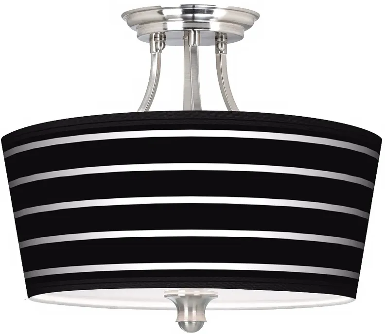 Bold Black Stripe Tapered Drum Giclee Ceiling Light