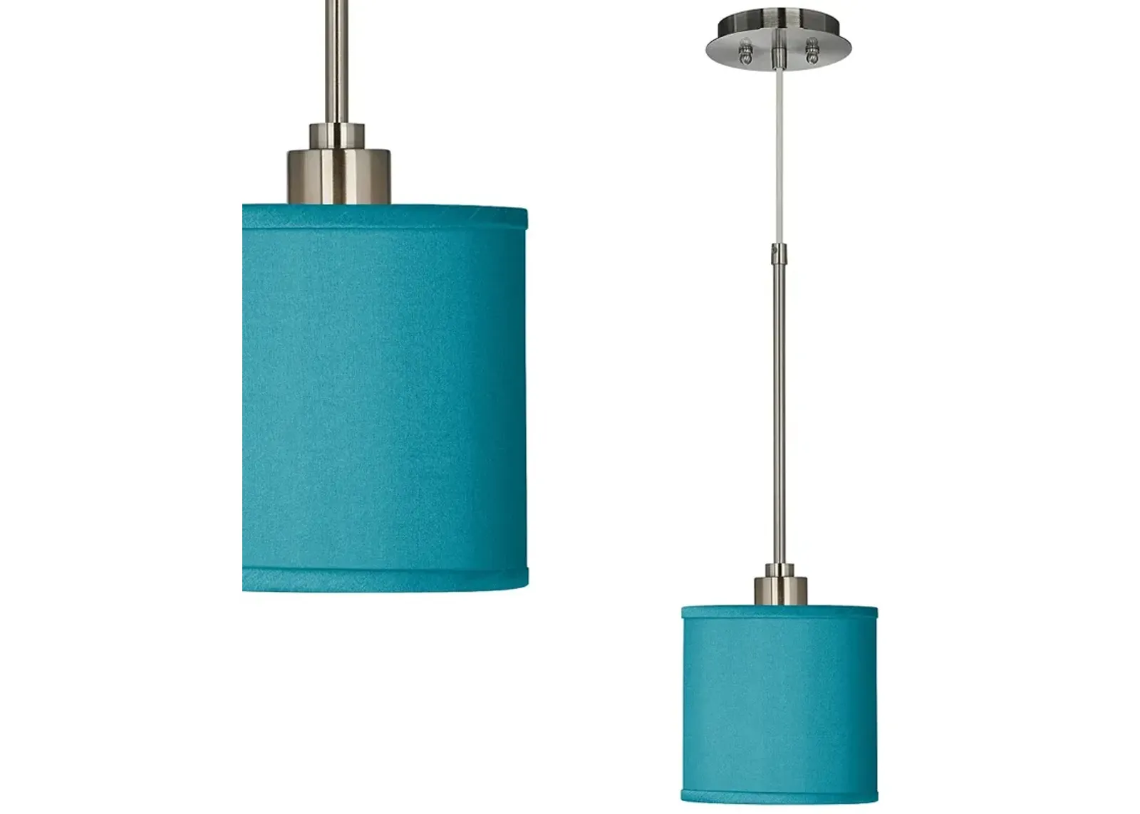 Possini Euro Teal Blue 7" Wide Faux Silk Mini Pendant Light