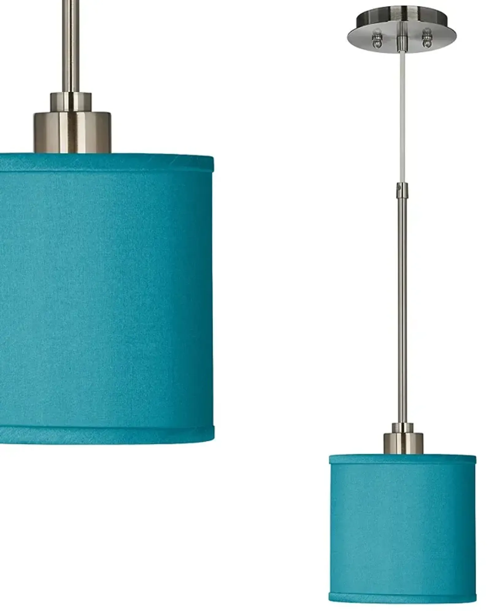 Possini Euro Teal Blue 7" Wide Faux Silk Mini Pendant Light