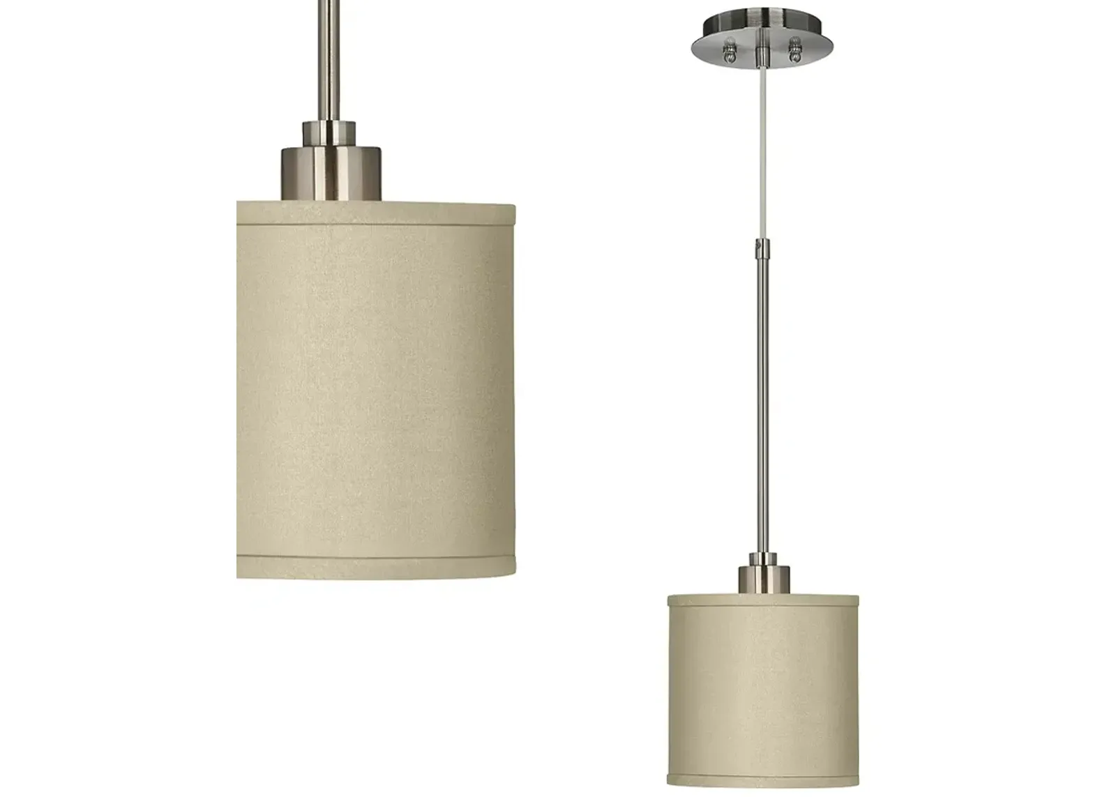 Possini Euro 7" Wide Sesame Faux Silk Shade Modern Mini-Pendant Light