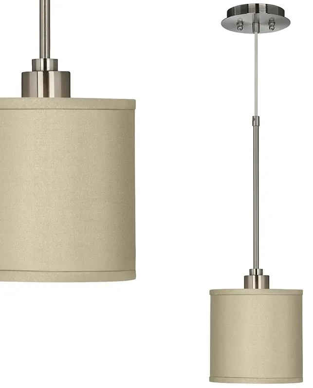 Possini Euro 7" Wide Sesame Faux Silk Shade Modern Mini-Pendant Light