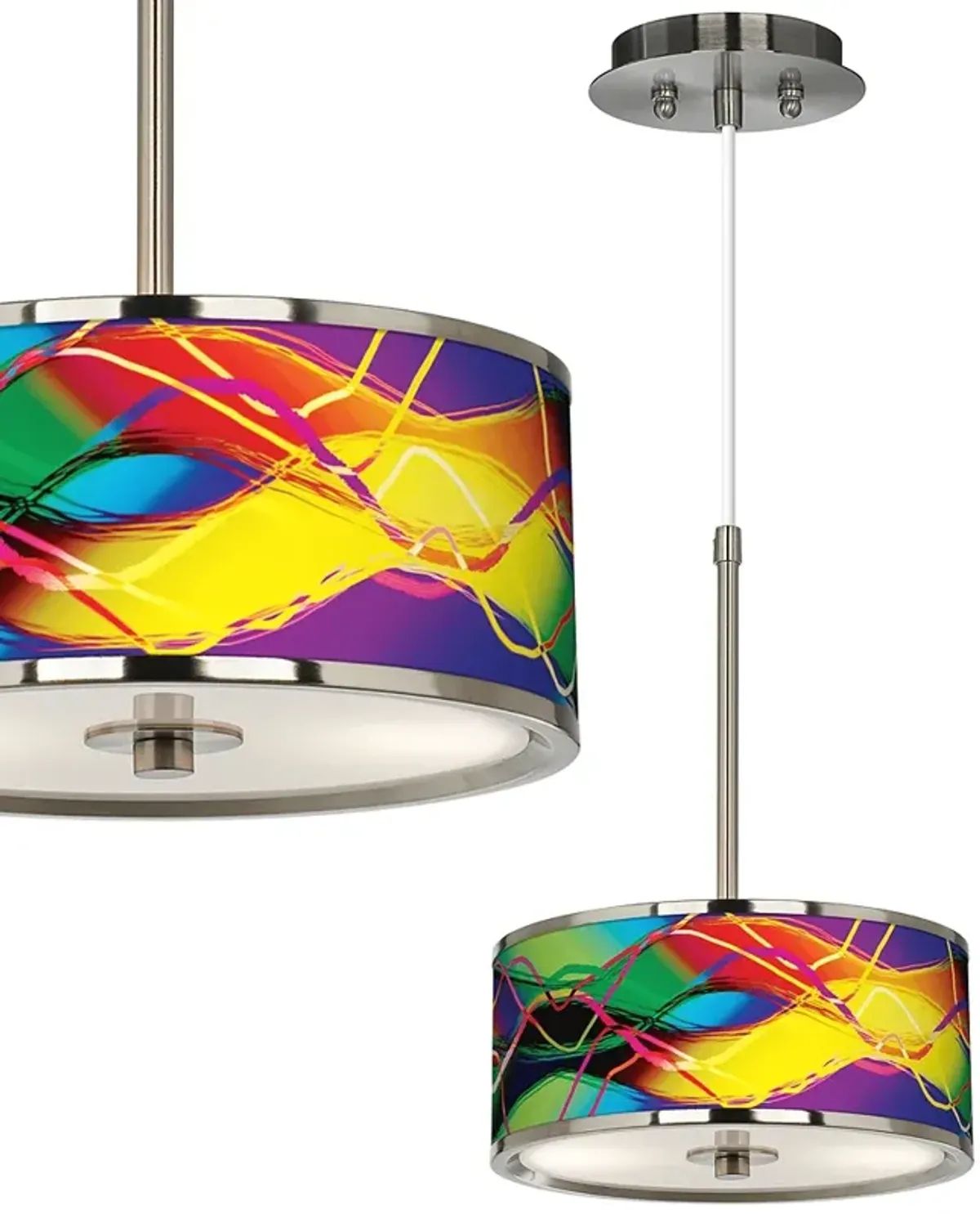 Giclee Glow 10 1/4" Colors In Motion CFL Modern Drum Mini Pendant