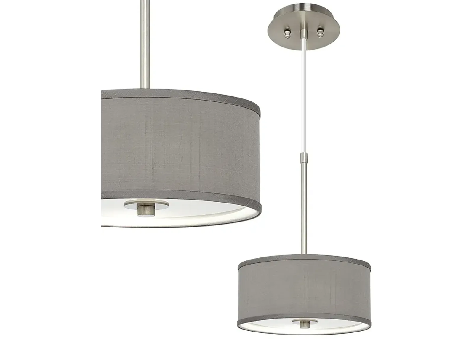 Possini Euro 10 1/4" Wide Nickel and Gray Faux Silk Shade Mini Pendant