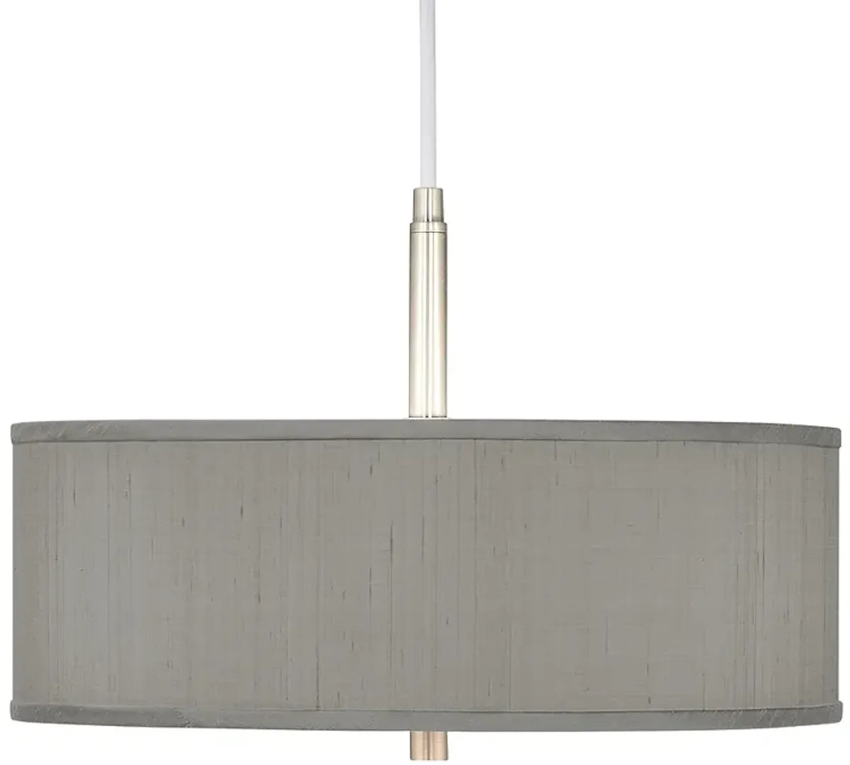 Possini Euro 16" Wide Gray Textured Drum Modern Pendant Chandelier