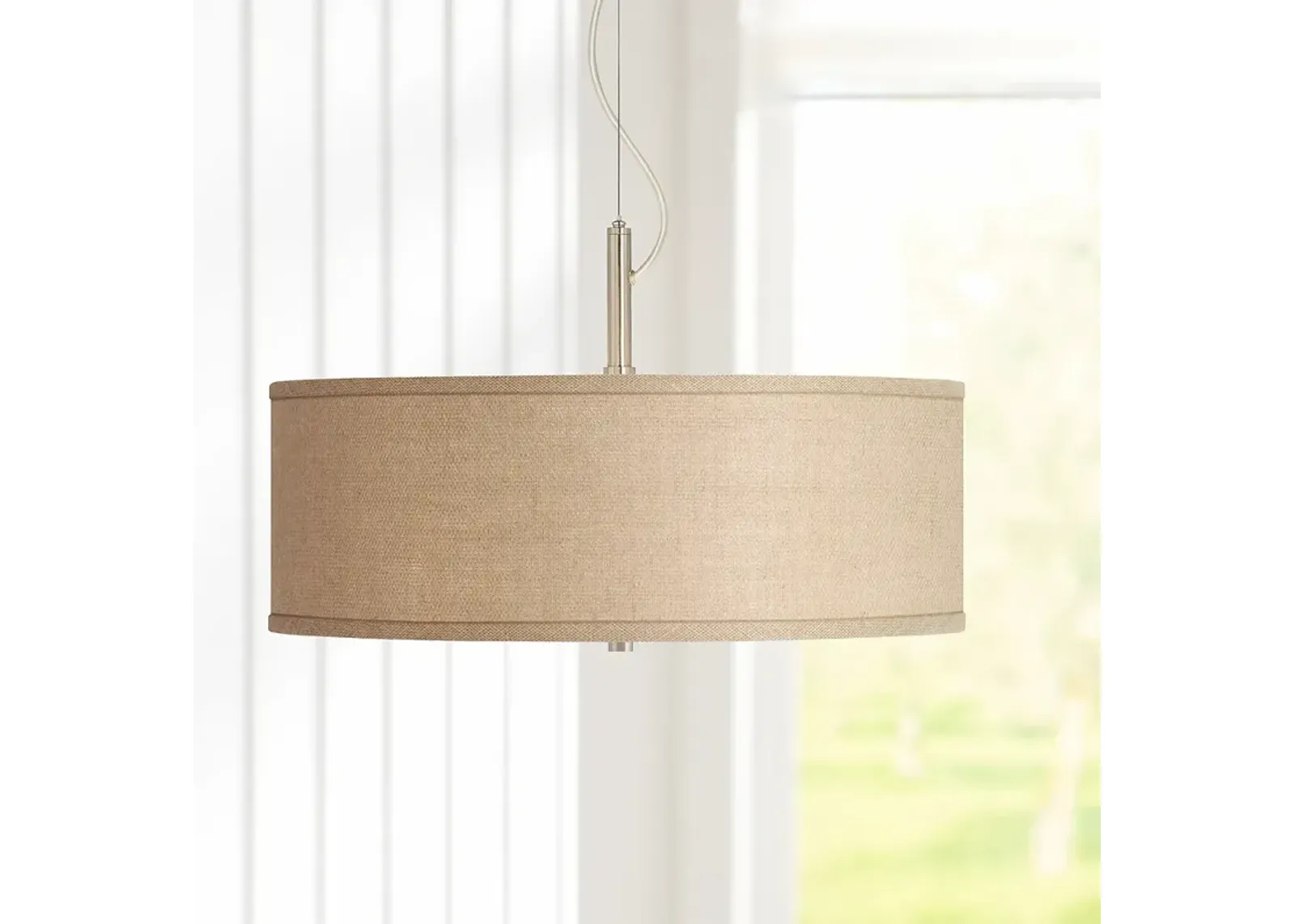 Possini Euro Design Woven Burlap 20" Wide Modern Pendant Chandelier