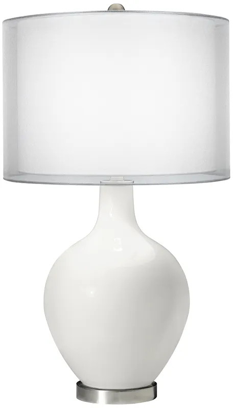 Winter White Double Sheer Silver Shade Ovo Table Lamp