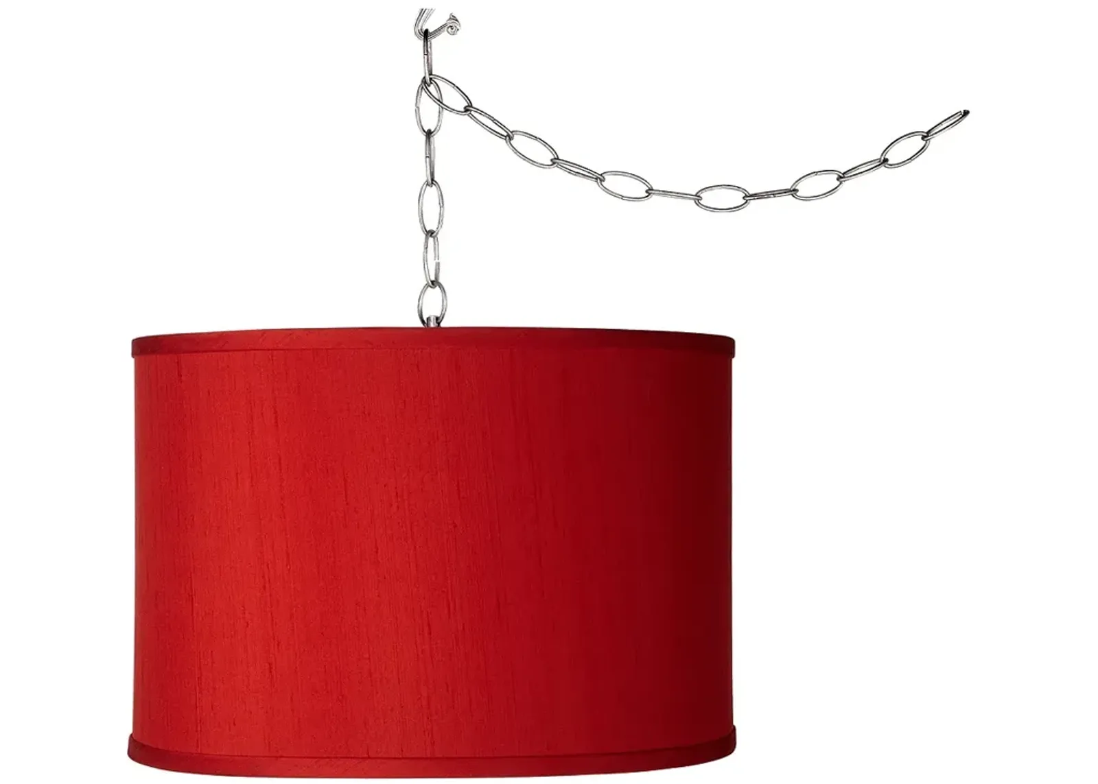 Swag Style 13 1/2" Wide Red Textured Faux Silk Plug-In Chandelier