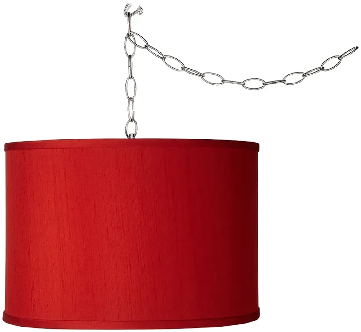 Swag Style 13 1/2" Wide Red Textured Faux Silk Plug-In Chandelier