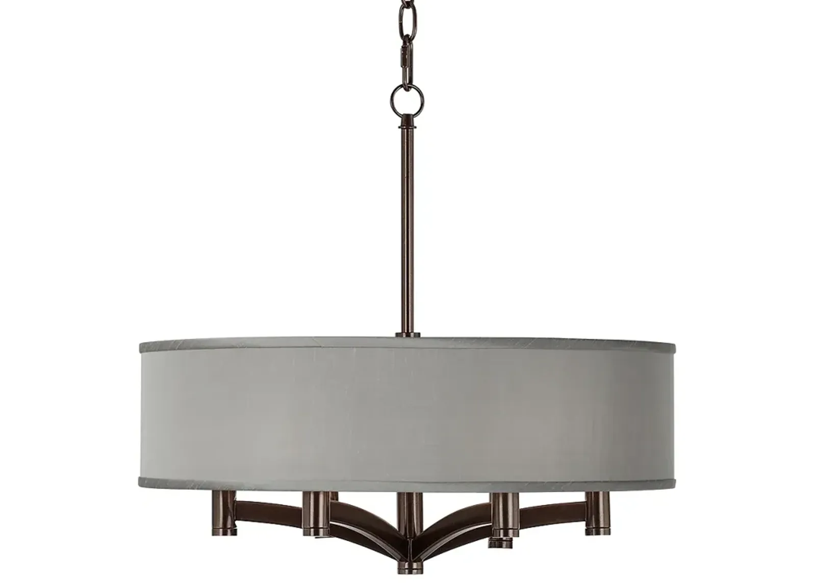 Possini Euro Ava 20" Wide Gray Faux Silk 6-Light Bronze Pendant