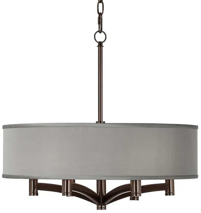 Possini Euro Ava 20" Wide Gray Faux Silk 6-Light Bronze Pendant