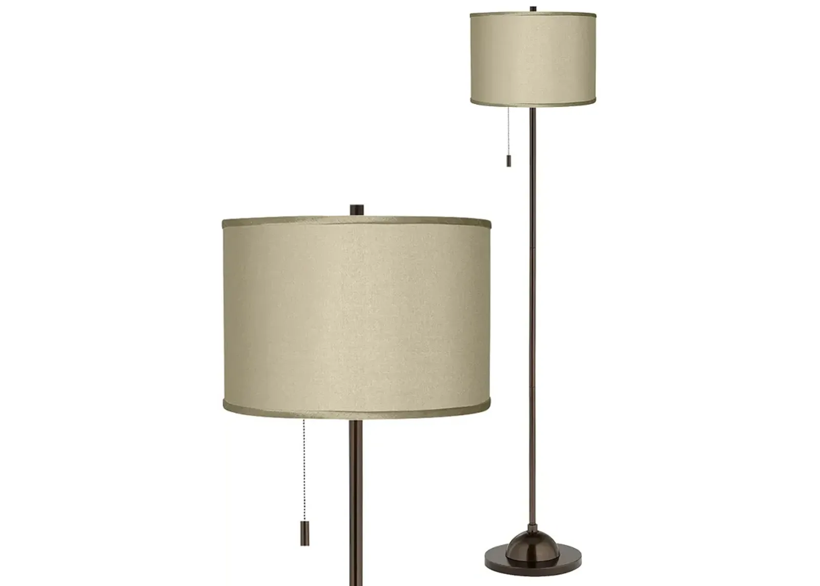 Possini Euro Sesame Faux Silk Shade Bronze Club Floor Lamp