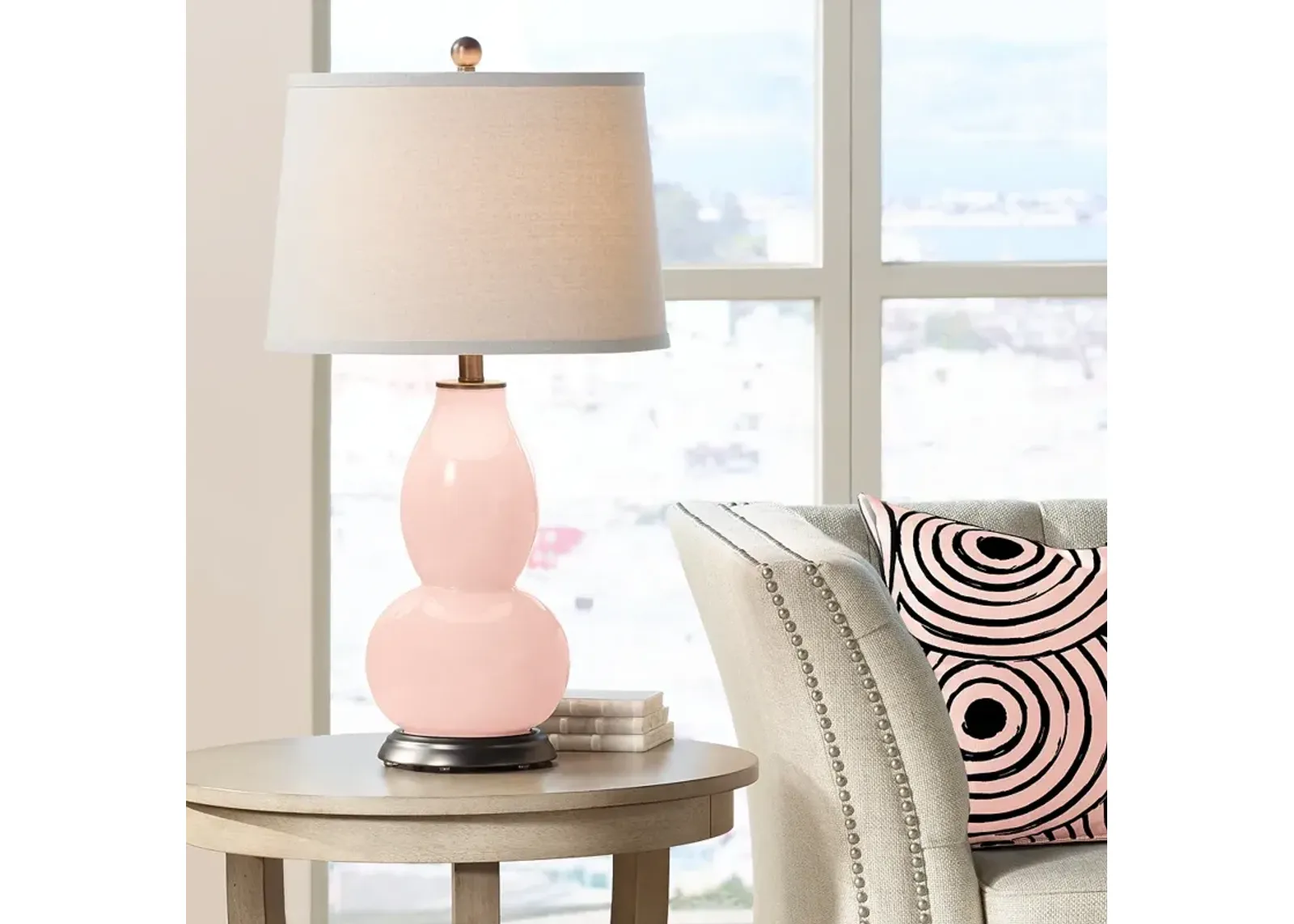 Color Plus Double Gourd 28 3/4" High Rose Pink Table Lamp