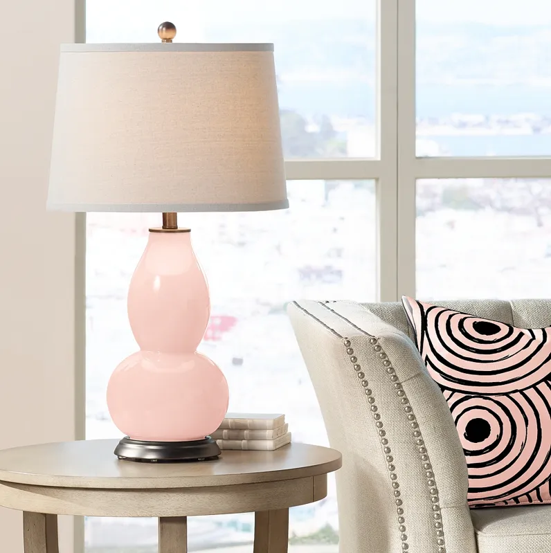 Rose Pink Double Gourd Table Lamp