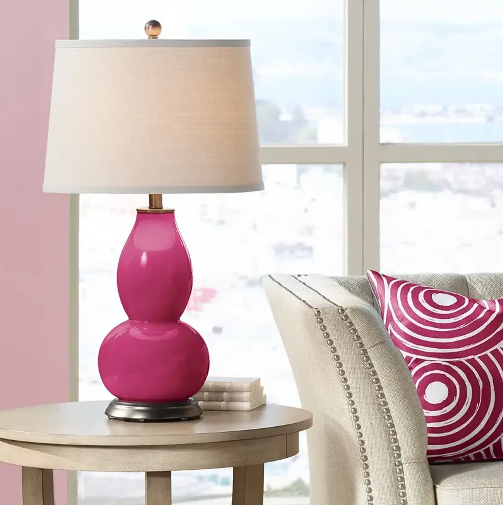 Color Plus Double Gourd 28 3/4" High Vivacious Pink Table Lamp