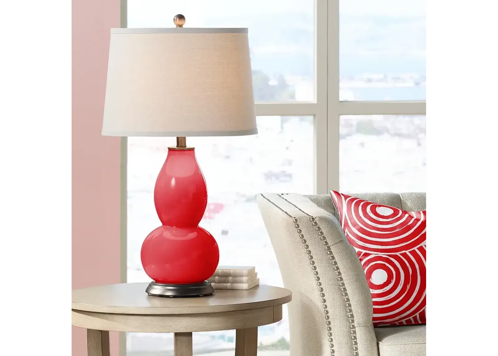 Bright Red Double Gourd Table Lamp