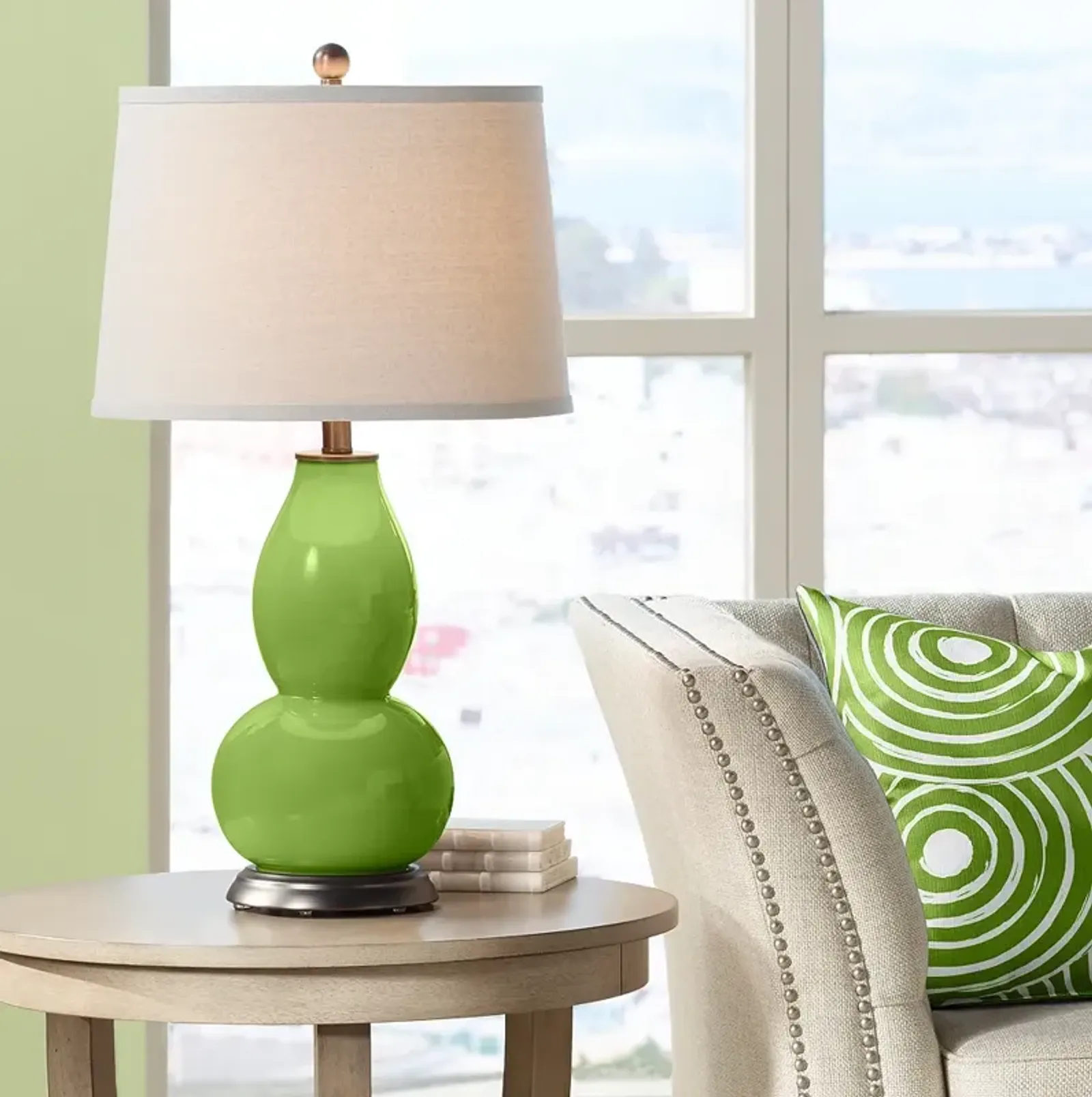 Color Plus Double Gourd 28 3/4" Gecko Green Table Lamp