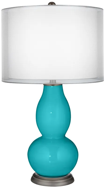 Surfer Blue Sheer Double Shade Double Gourd Table Lamp