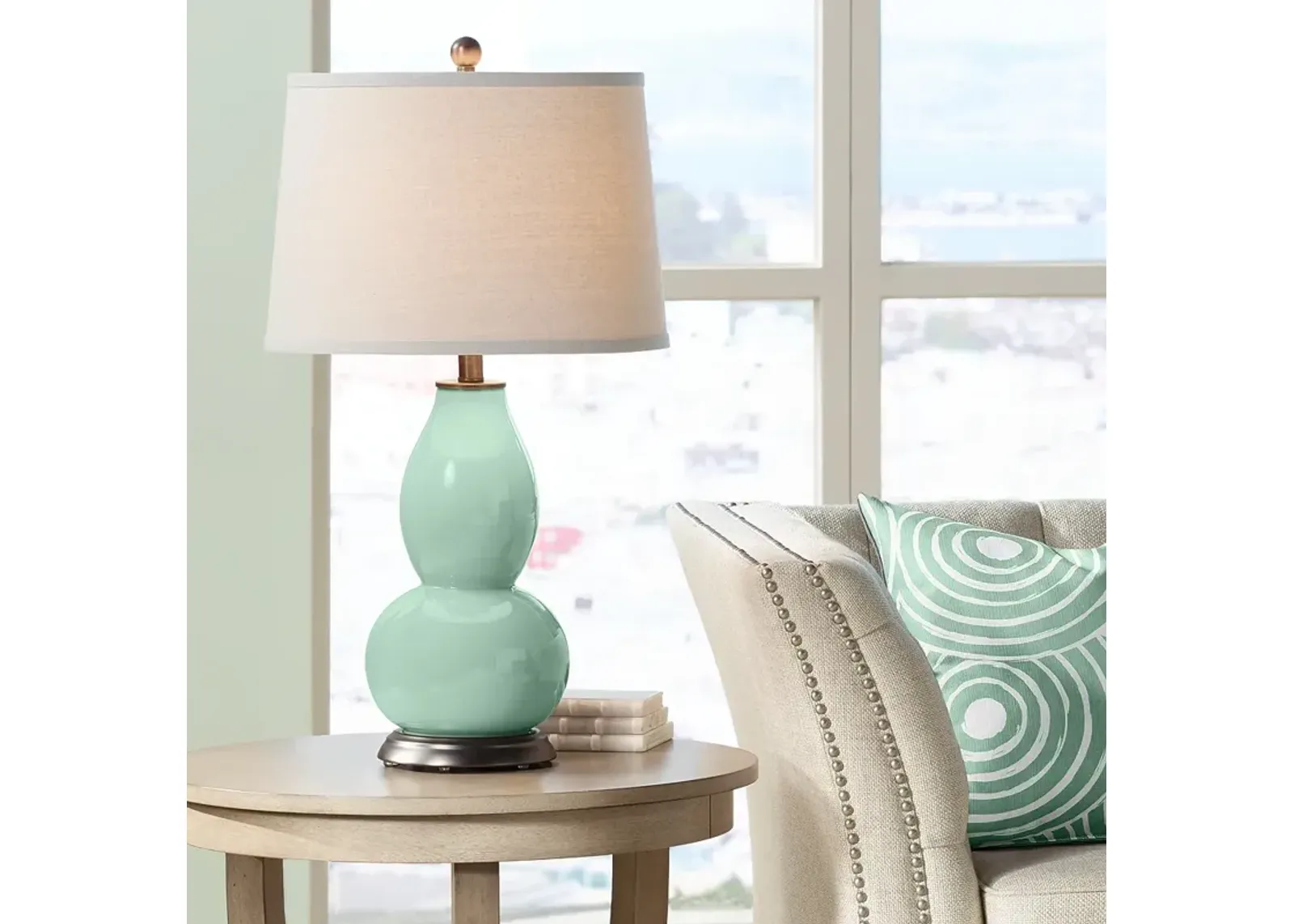 Color Plus Double Gourd 28 3/4" Grayed Jade Green Table Lamp