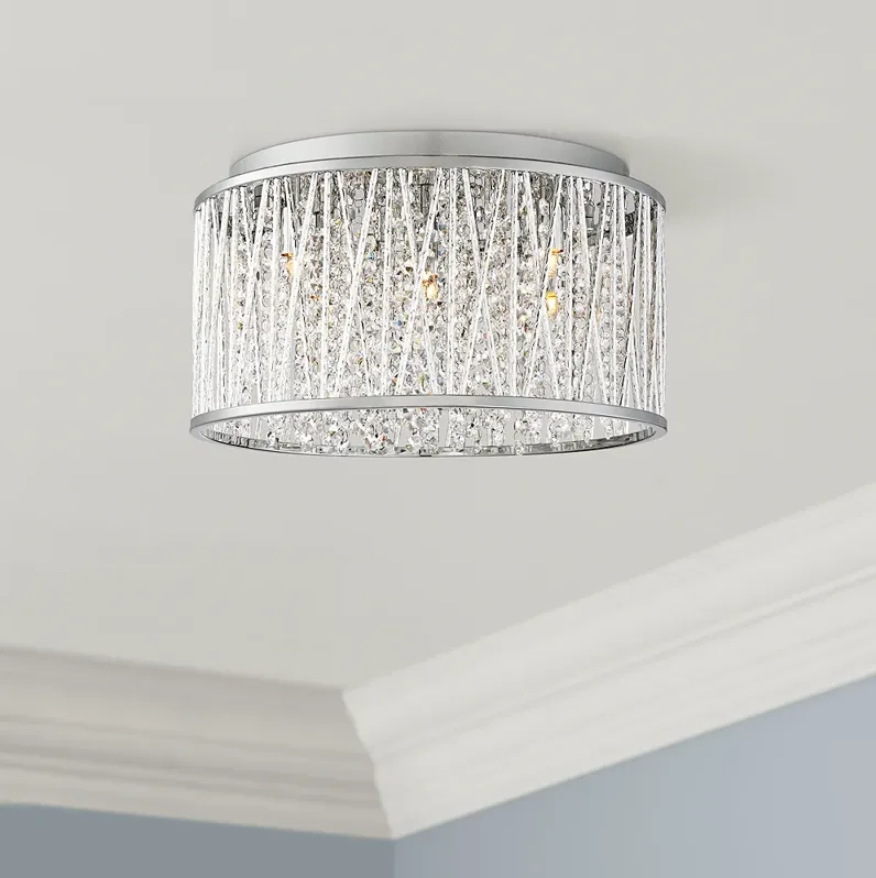 Possini Euro 16" Wide Woven Laser Cut Modern Chrome Ceiling Light