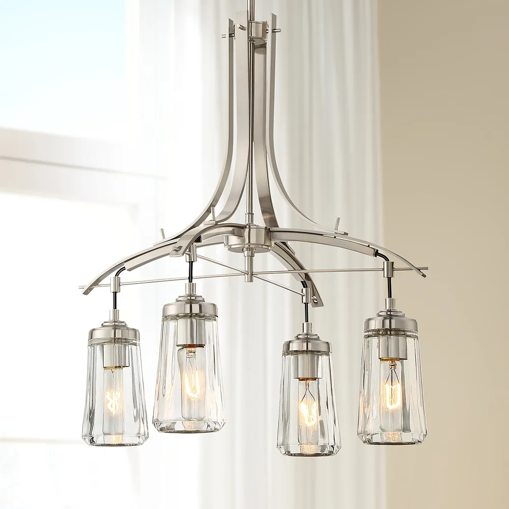 Poleis 21" Wide Brushed Nickel 4-Light Chandelier