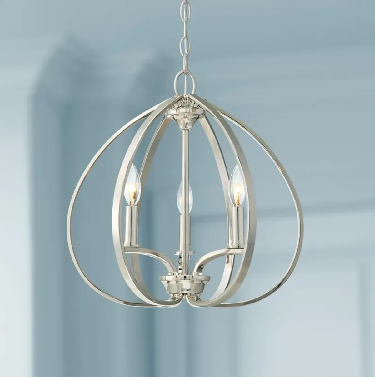 Minka Lavery Tilbury 16 1/2" Open Orb Polished Nickel 3-Light Pendant