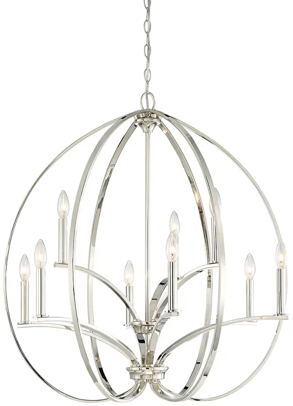 Tilbury 30 1/4" Wide Polished Nickel 9-Light Chandelier