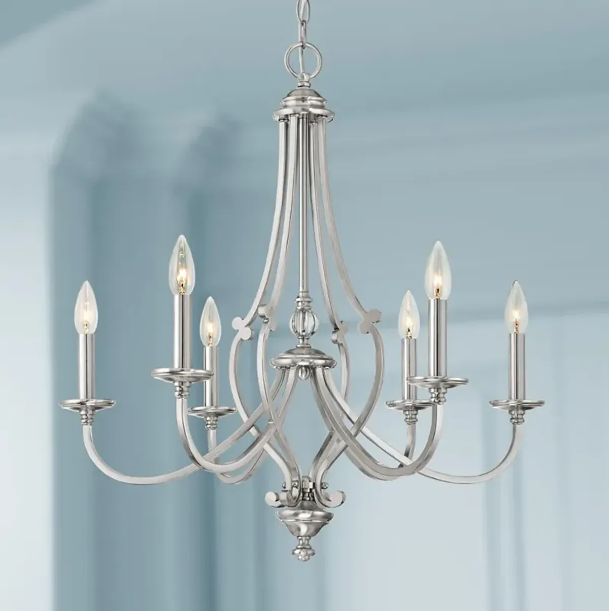 Minka Lavery Savannah Row 26" Nickel 6-Light Candelabra Chandelier