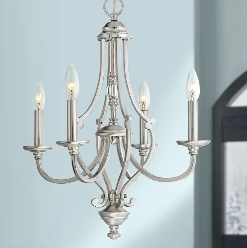 Savannah Row 20" Wide Brushed Nickel 4-Light Candelabra Chandelier