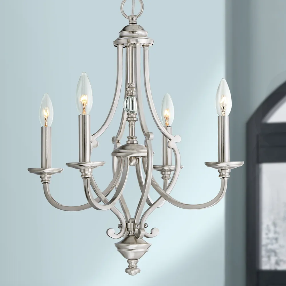 Savannah Row 20" Wide Brushed Nickel 4-Light Candelabra Chandelier