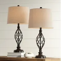 Franklin Iron Works Annie 28" Open Scroll Iron Bronze Lamps Set of 2