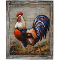 Proud Rooster 40" High Painted Framed Canvas Wall Art