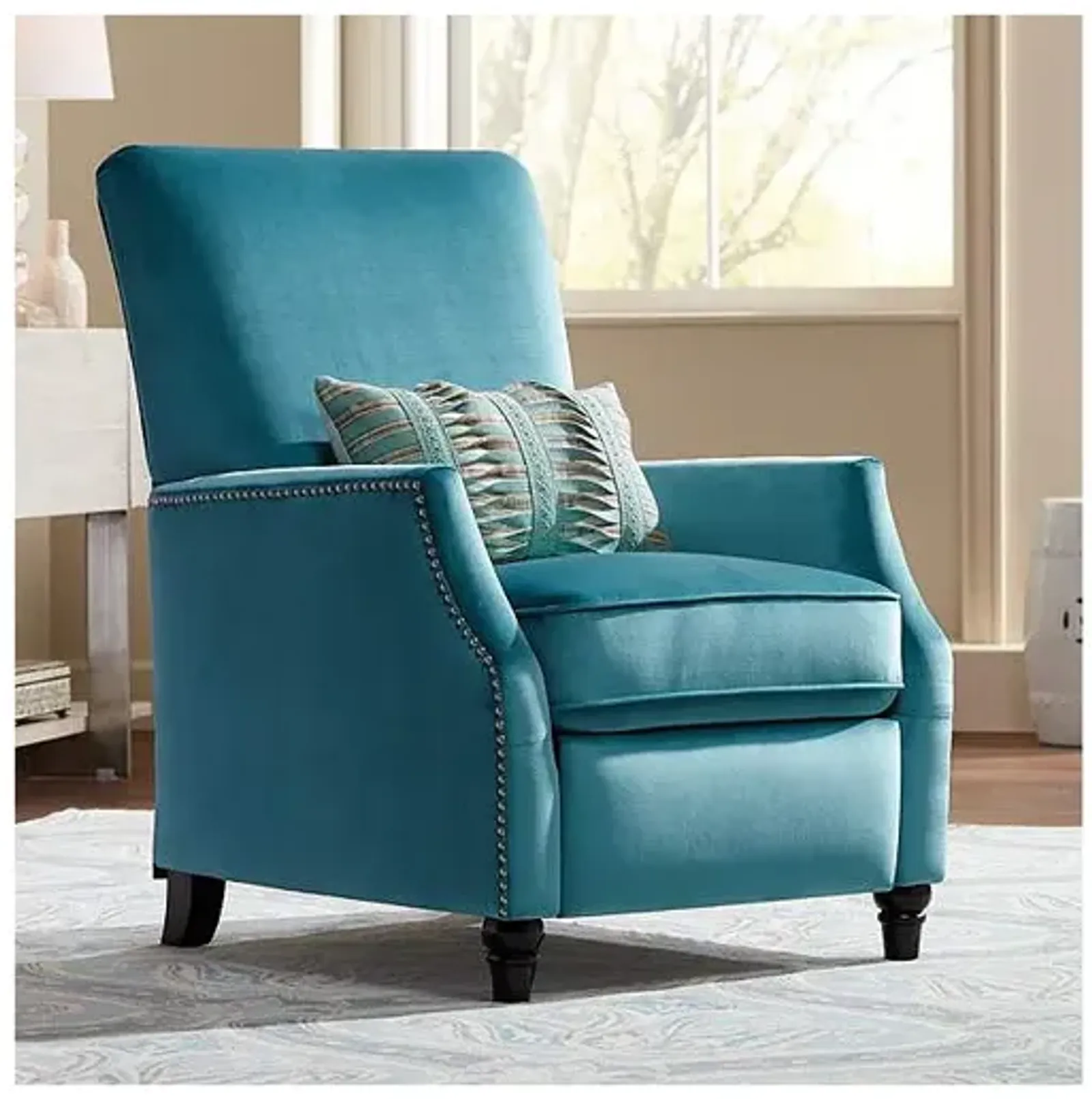 Katy Turquoise Velvet Push Back Recliner Chair