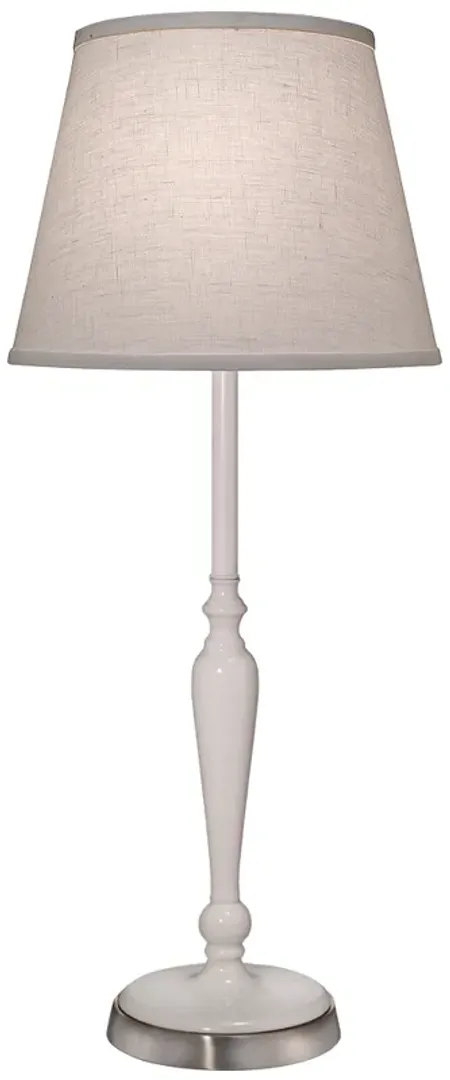 Stiffel Glossy White Metal Buffet Table Lamp