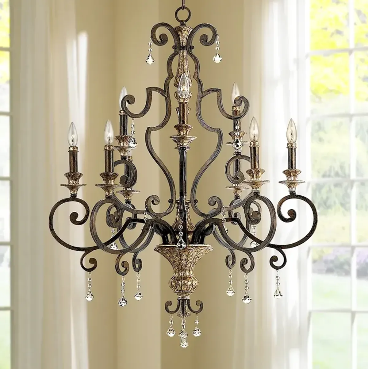Quoizel Marquette 32" Wide Two Tier Scroll Arm Traditional Chandelier