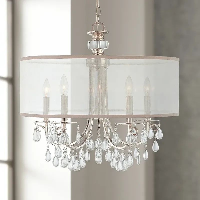 Hampton 24" 5-Light Chrome and Crystal Traditional Shade Chandelier