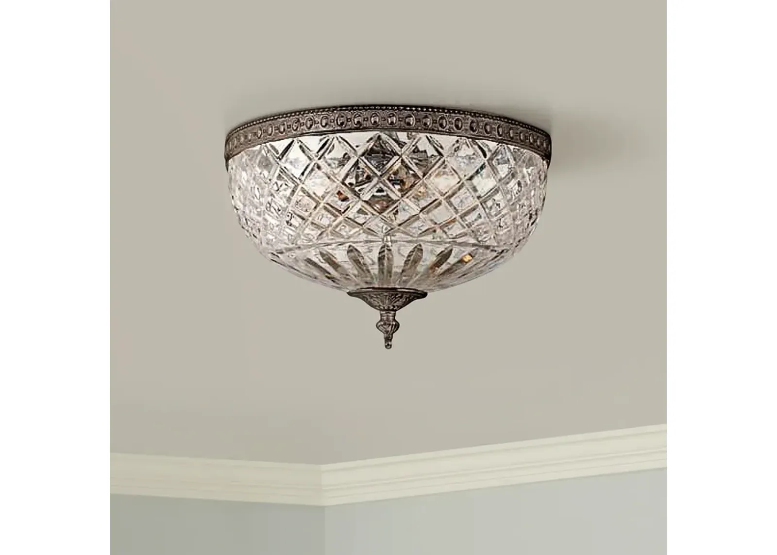 Crystorama Majestic English Bronze 12" Wide Ceiling Light