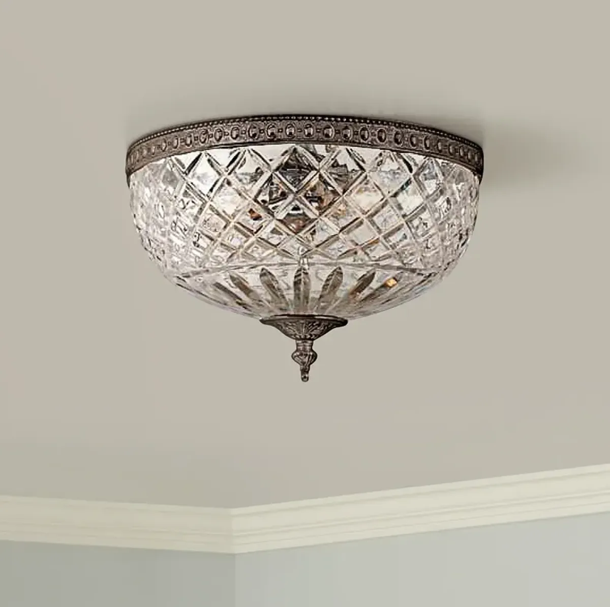 Crystorama Majestic English Bronze 12" Wide Ceiling Light