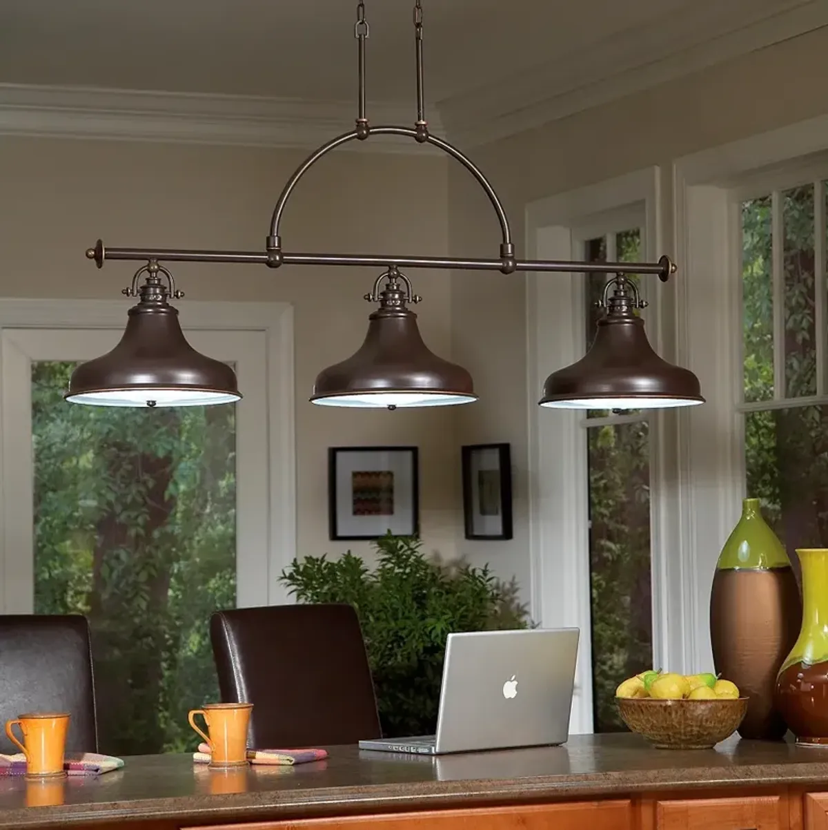 Quoizel Emery 53 1/2" Wide Bronze Kitchen Island Light Chandelier