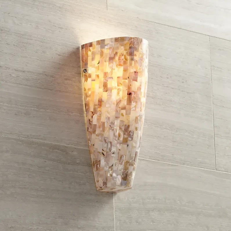 Possini Euro Isola 11 3/4" High Mother of Pearl Mosaic Wall Sconce