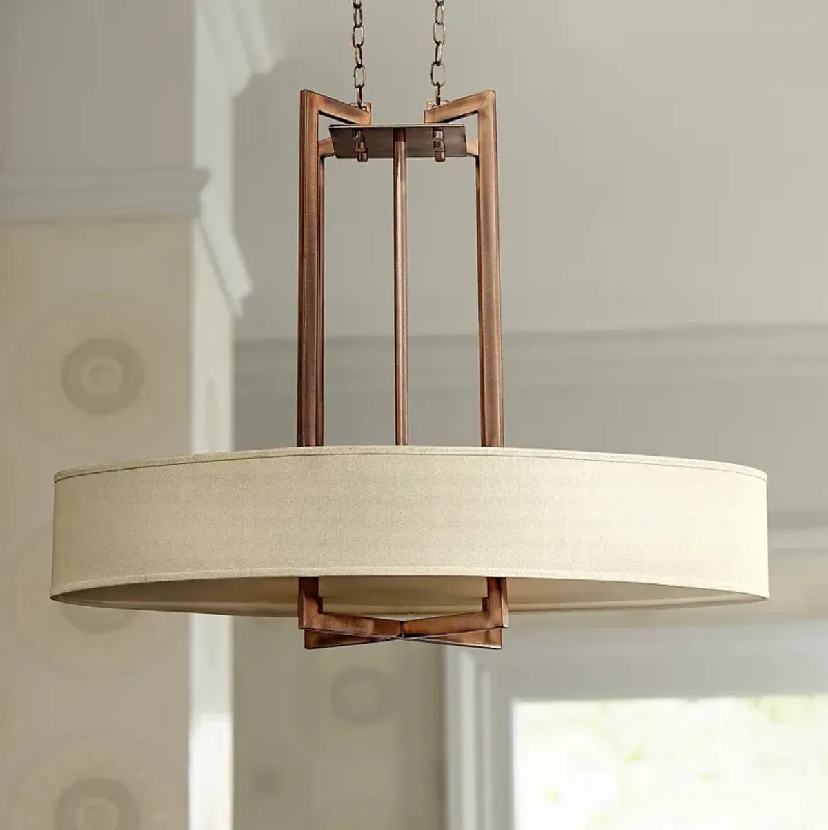 Hinkley Hampton 40" Wide Modern Linen Drum Shade Pendant Light